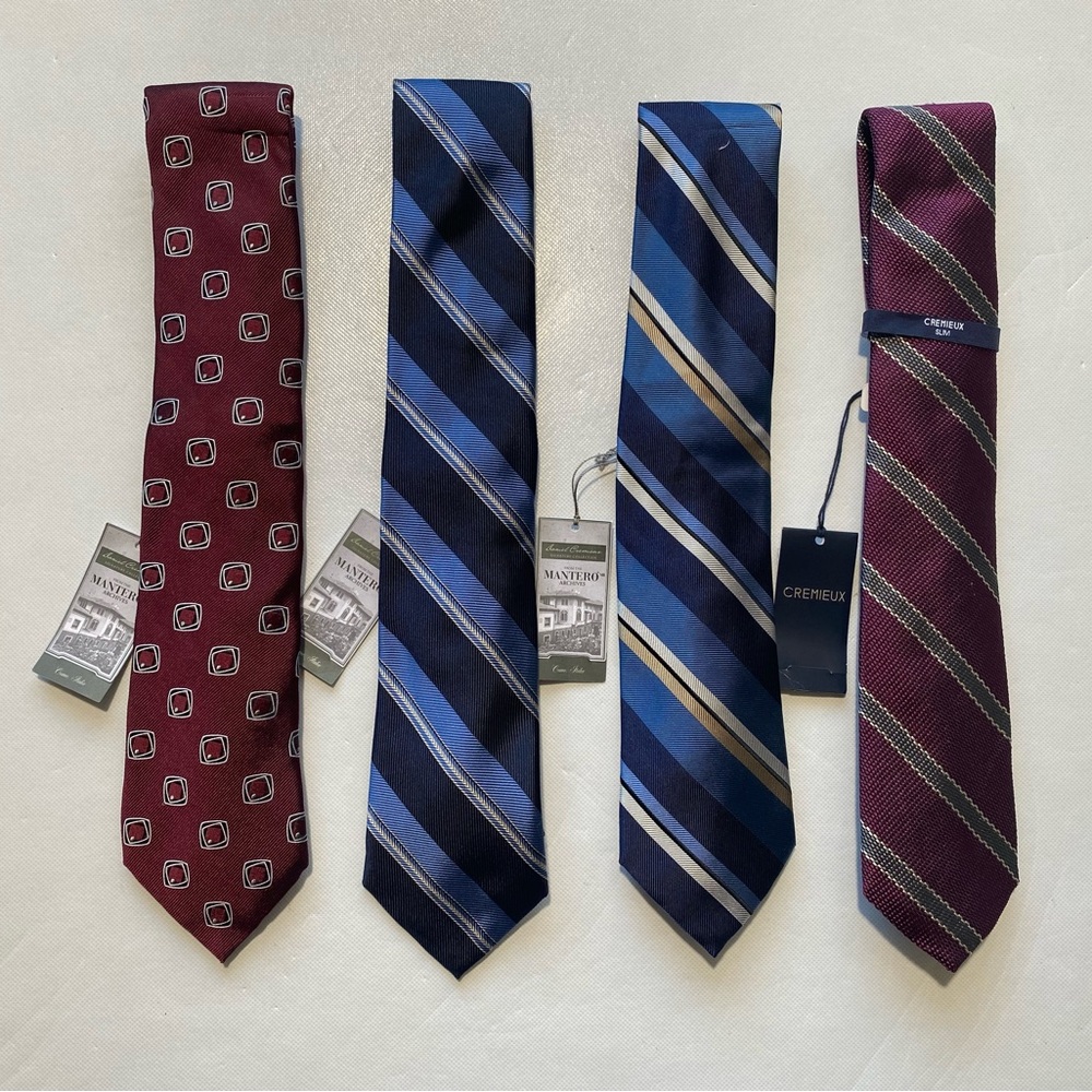 NEW- Lot Of 4 Mens Italy Made Daniel Cremieux Mantero Neck Ties Silk - L5